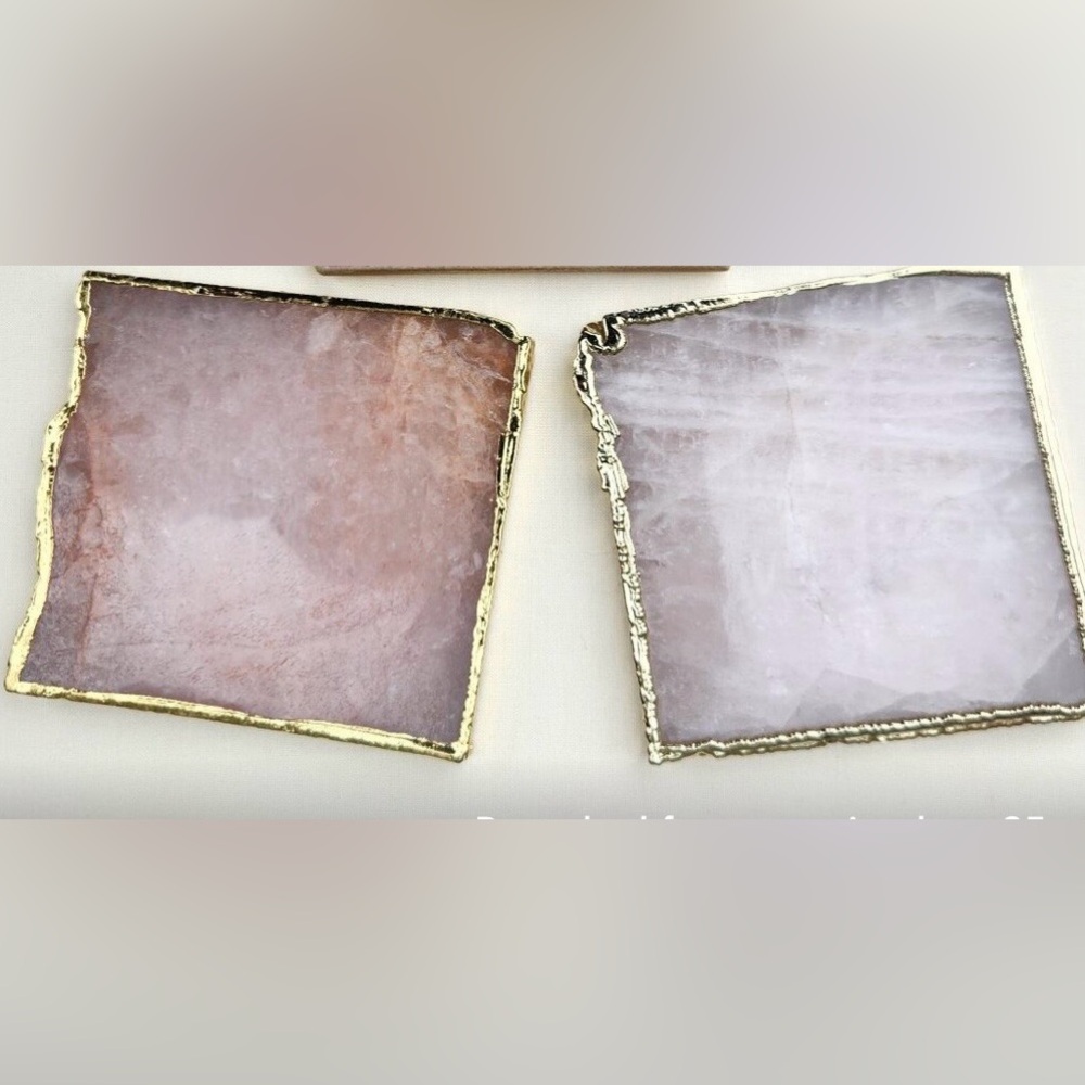 Anthropologie Matching Pink/Purple and Gold Coasters (x2)
